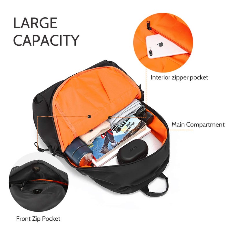 LAORENTOU Men's Laptop Backpacks Canvas Backpack for Men Women Travel Backpack Bookbag Lightweight (Black 1) - Image 4